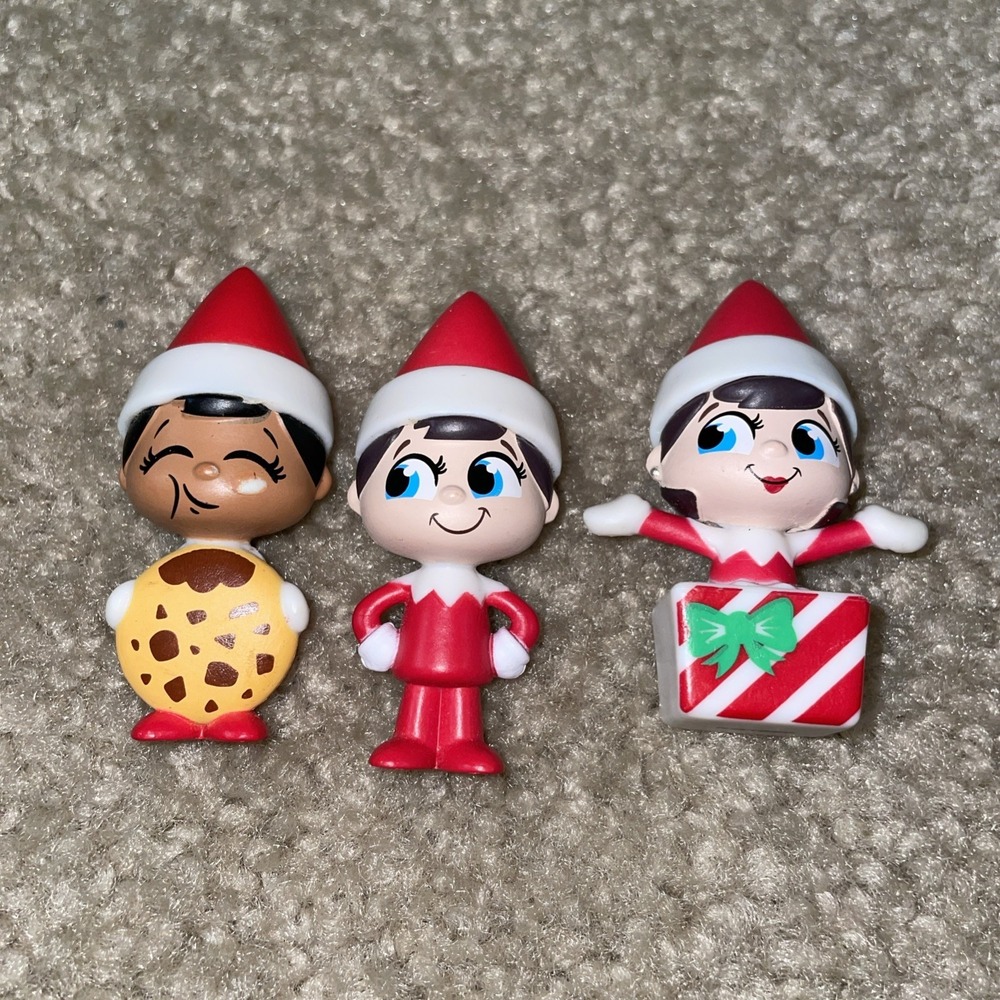 Elf on the Shelf Merry Minis Figures Lot of 3 Christmas Collectibles Red White